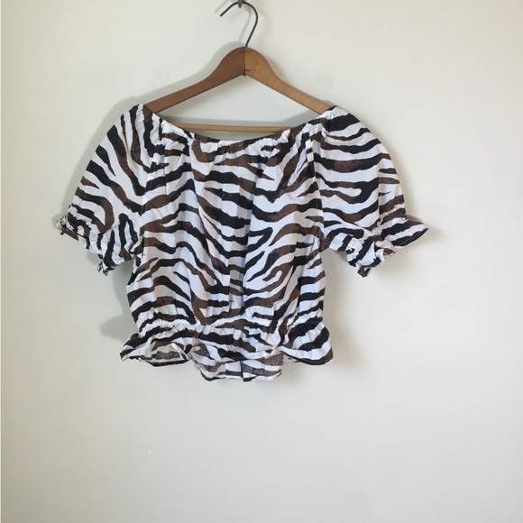 J. Crew Gathered Scoop Neck Top in Zebra Print - Picture 6 of 8